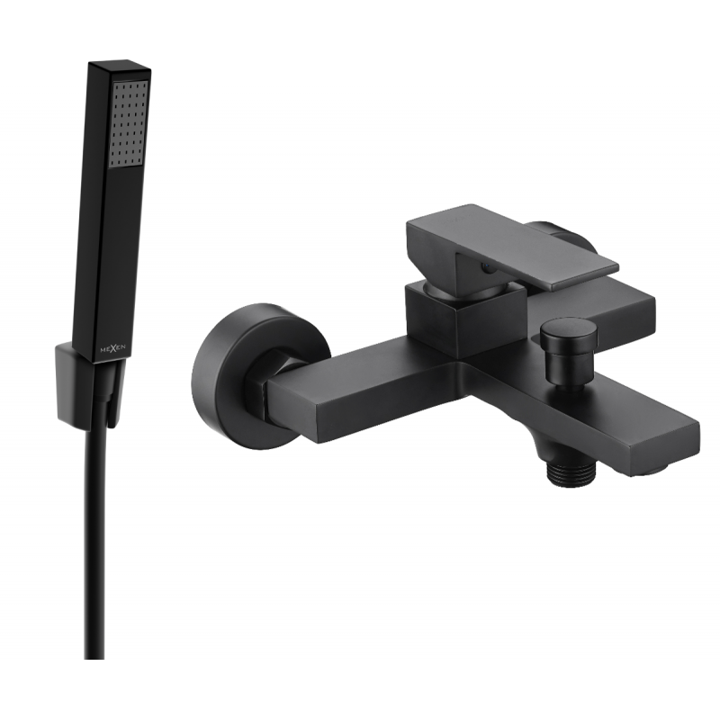 Mexen Uno R77 vanová baterie se sprchovým setem, černá - 7143R77-70