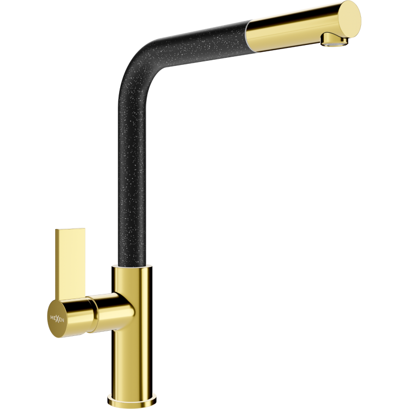 Mexen Flora kuchyňská baterie, zlatá/černá s tečkami - 670401-75