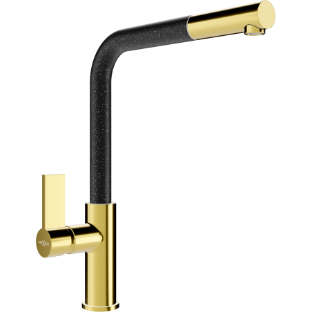 Mexen Flora kuchyňská baterie, zlatá/černá s tečkami - 670401-75