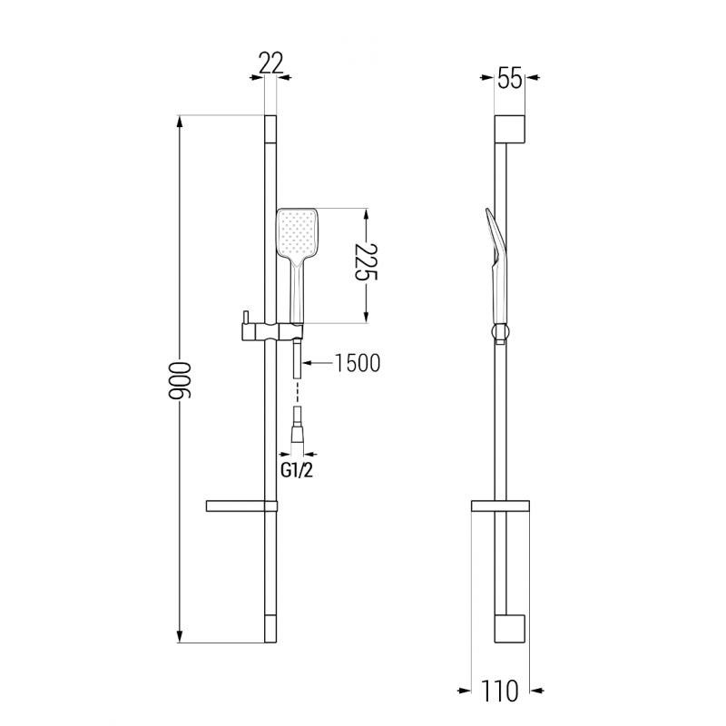 Mexen Zero DS62 sada do vany, chrom - 7113DS62-00