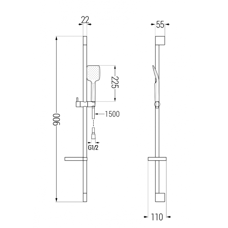 Mexen Zero DS62 sprchový set, chrom - 71114DS62-00