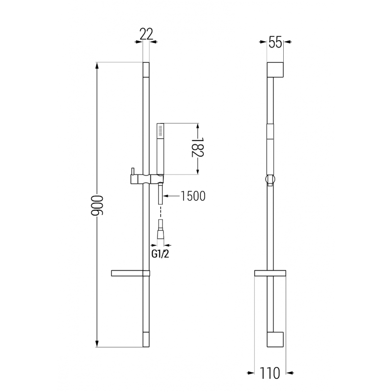 Mexen Zero DS70 sprchový set, černý - 71114DS70-70