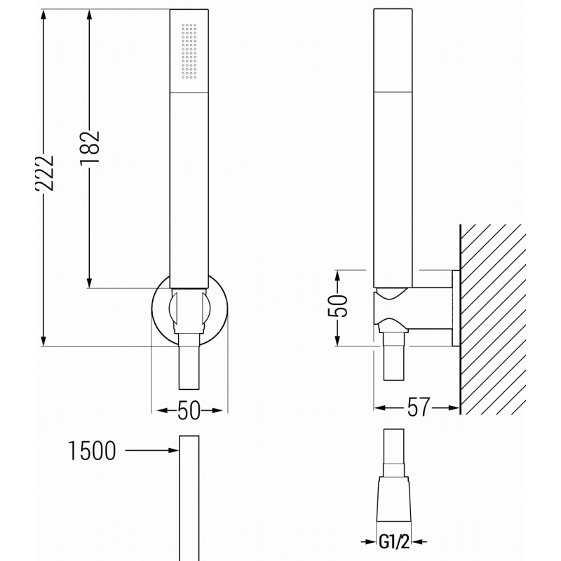 Mexen Zero R70 vanová baterie se sprchovou sadou, černá - 7113R70-70
