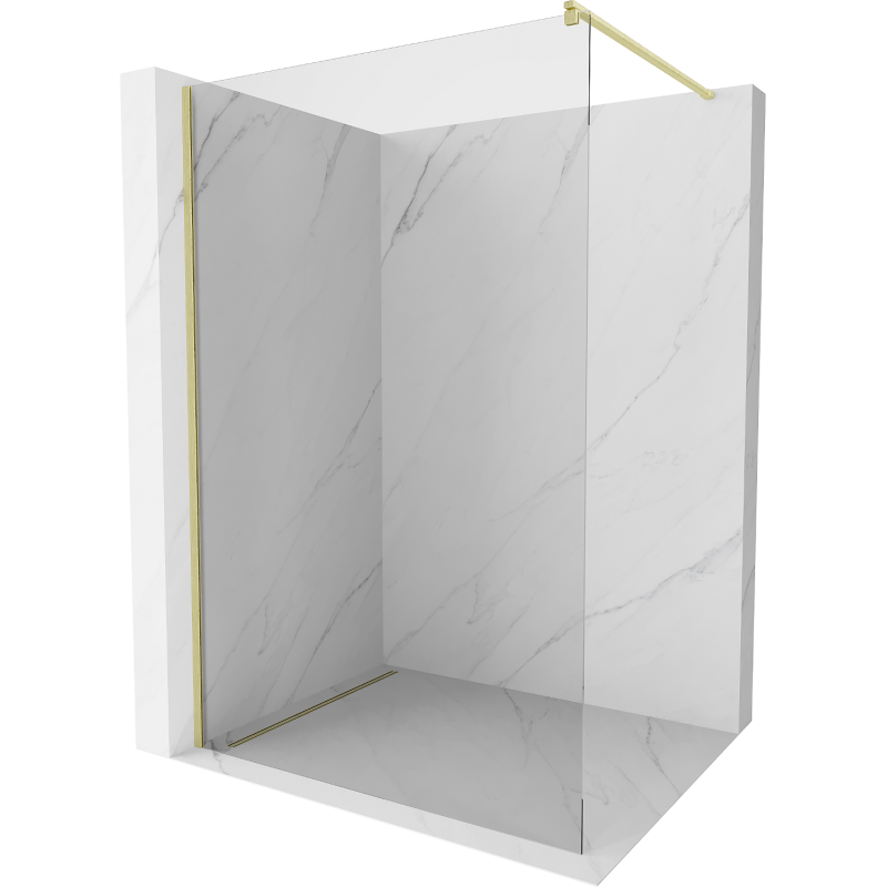 Mexen Kioto sprchová stěna Walk-in 100 x 200 cm, průhledná 8 mm, zlatá kartáčovaná - 800-100-101-55-00