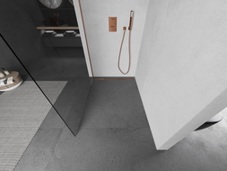 Mexen Kioto sprchová stěna Walk-in 130 x 200 cm, transparentní 8 mm, kartáčovaná měď - 800-130-101-65-00