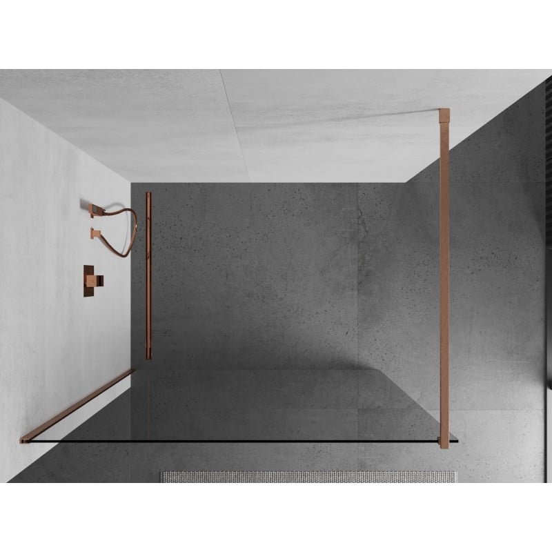 Mexen Kioto sprchová stěna Walk-in 135 x 200 cm, transparentní 8 mm, kartáčovaná měď - 800-135-101-65-00
