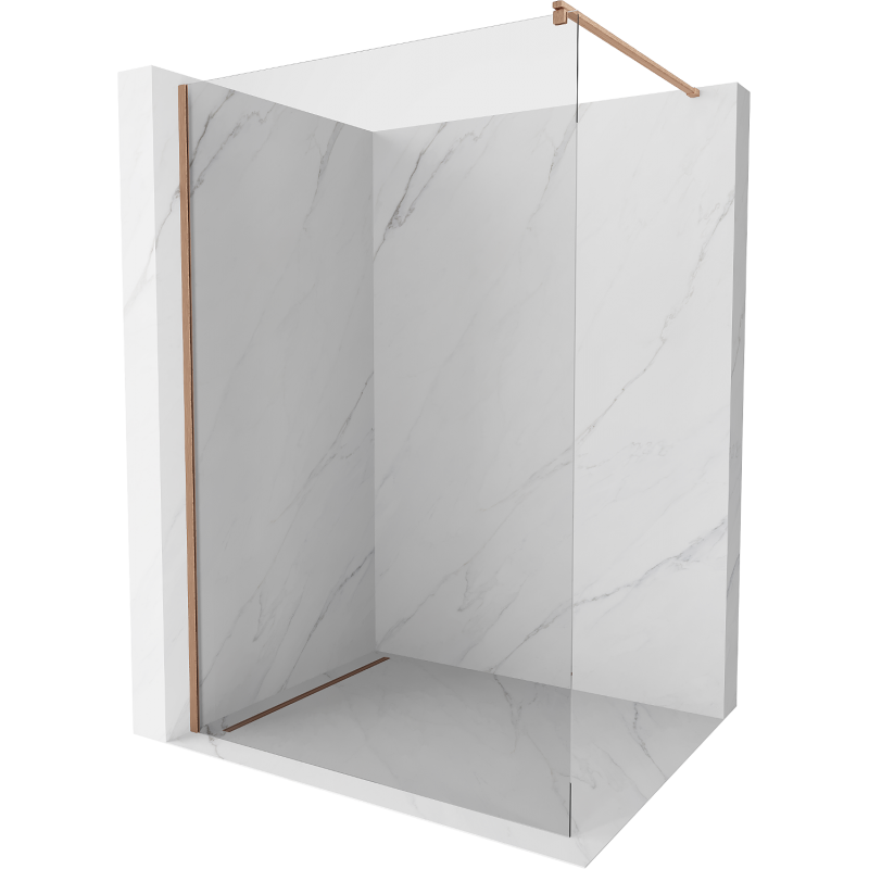 Mexen Kioto sprchová stěna Walk-in 170 x 200 cm, transparentní 8 mm, kartáčovaná měď - 800-170-101-65-00