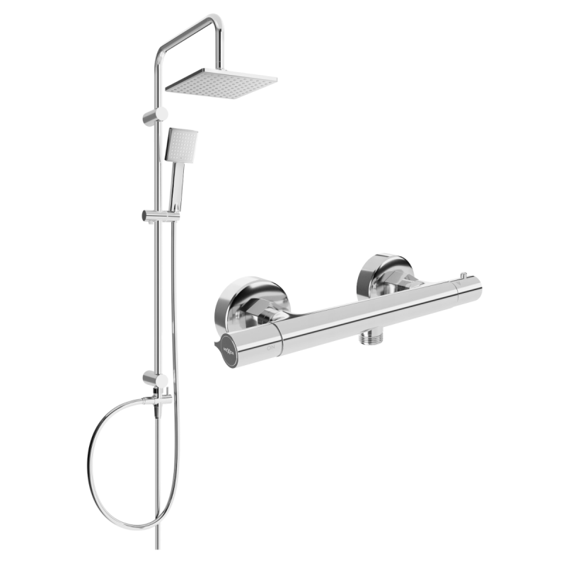 Mexen Tord sada sprchová nástěnná s dešťovou sprchou a termostatickou baterií Slim, chrom - 77105200-00