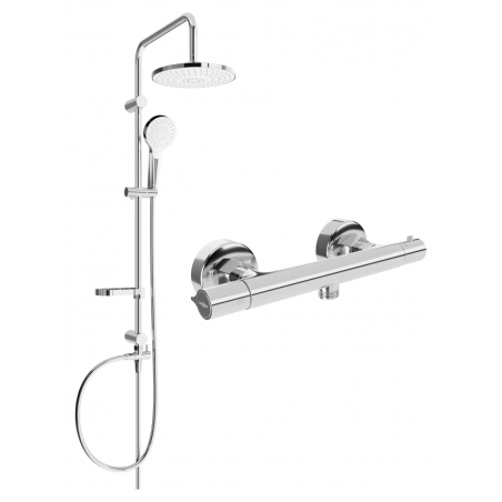 Mexen Erik nástěnná sprchová sada s dešťovou sprchou a termostatickou sprchovou baterií Slim, chrom - 77105205-00