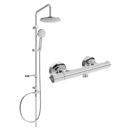 Mexen Carl nástěnná sprchová sada s dešťovou sprchou a termostatickou sprchovou baterií Slim, chrom - 77105240-00