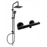 Mexen Tord nástěnná sprchová sada s dešťovou hlavicí a termostatickou sprchovou baterií Slim, černá - 77105200-70