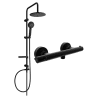 Mexen Carl nástěnná sprchová sada s dešťovou sprchou a termostatickou baterií Slim, černá - 77105240-70