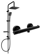 Mexen Sven nástěnná sprchová sada s dešťovou sprchou a termostatickou baterií Slim, černá - 77105262-70