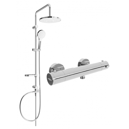Mexen Erik nástěnná sprchová sada s dešťovou sprchou a termostatickou sprchovou baterií Kai, chrom - 77100205-00