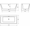 Mexen Volta volně stojící vana přisazená ke stěně 150 x 75 cm, bílá, černý přepad - 51131507500-70