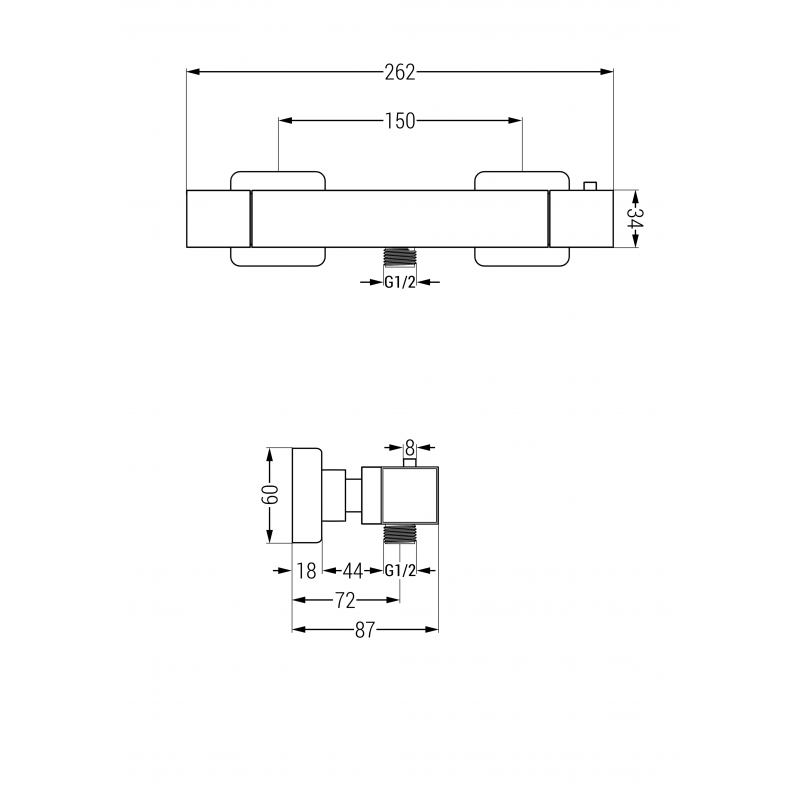 Mexen Tord nástěnná sprchová sada s dešťovou sprchou a termostatickou sprchovou baterií Cube, černá - 77200200-70