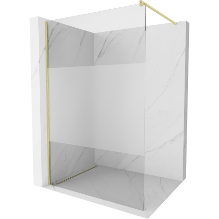 Mexen Kioto sprchová stěna Walk-in 120 x 200 cm, transparentní/matné 8 mm, zlatá kartáčovaná - 800-120-101-55-35