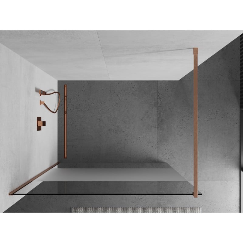 Mexen Kioto sprchová stěna Walk-in 120 x 200 cm, transparentní/matná 8 mm, kartáčovaná měď - 800-120-101-65-35
