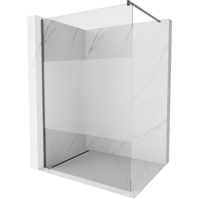 Mexen Kioto sprchová stěna Walk-in 100 x 200 cm, průhledná/zmrzlina 8 mm, kartáčovaná gun gray - 800-100-101-66-35