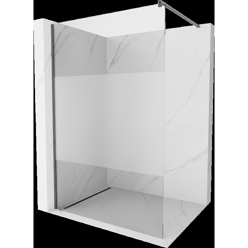 Mexen Kioto sprchová stěna Walk-in 100 x 200 cm, transparentní/matné sklo 8 mm, kartáčovaný gun gray - 800-100-101-66-35