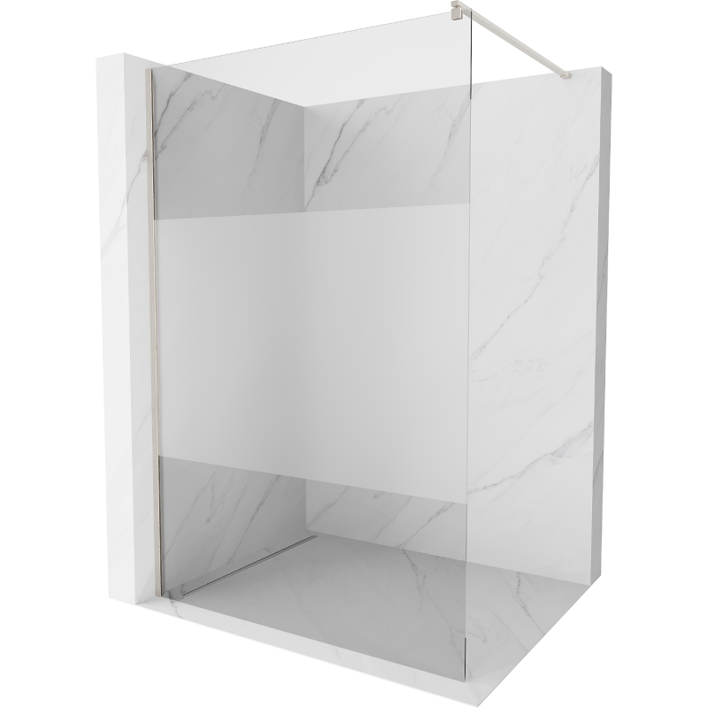 Mexen Kioto sprchová stěna Walk-in 120 x 200 cm, transparentní/matná 8 mm, kartáčovaný nikl - 800-120-101-97-35