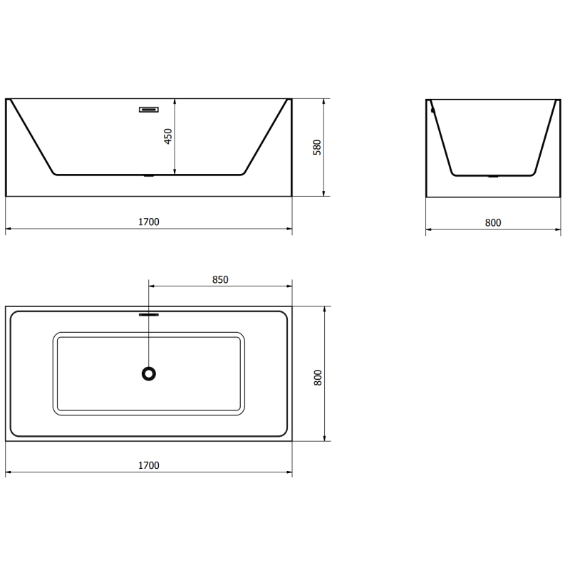 Mexen Nita volně stojící vana 170 x 80 cm, bílá, přepad chrom - 52091708000-01