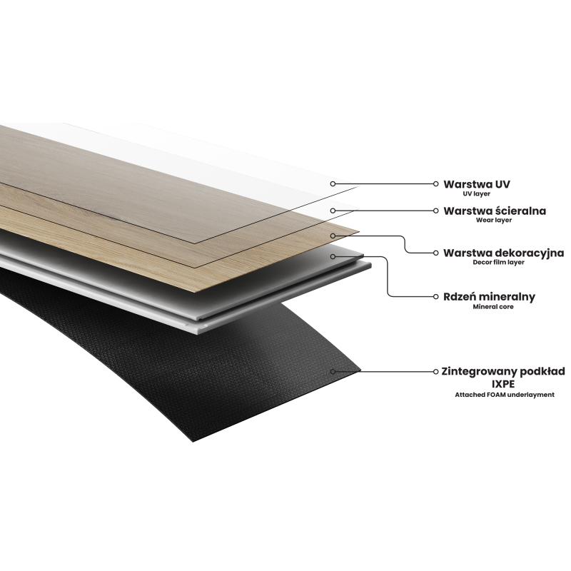 Mexen Bevil Oaks vinylové panely 1240 x 182 mm SPC 6,5 mm, podložka IXPE 1,5 mm, 4 V-drážka, Dub - F1036-1240-182-505-4V1-01