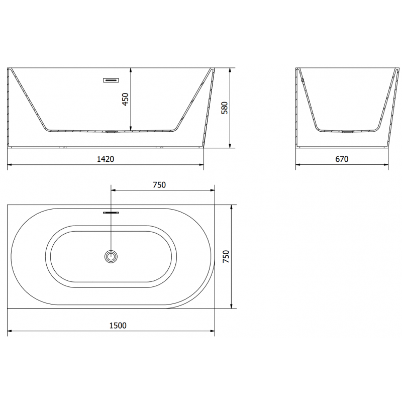 Mexen Mia volně stojící rohová vana levá 150 x 75 cm, bílá, přepad zlatý kartáčovaný - 52691507500L-55