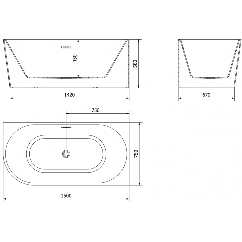 Mexen Mia volně stojící rohová vana pravá 150 x 75 cm, bílá, přeliv gun gray kartáčovaný - 52691507500P-66