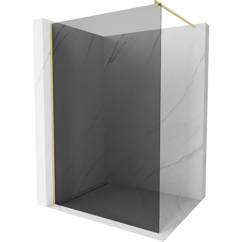 Mexen Kioto sprchová stěna Walk-in 80 x 200 cm, grafit 8 mm, matná zlatá - 800-080-101-55-40