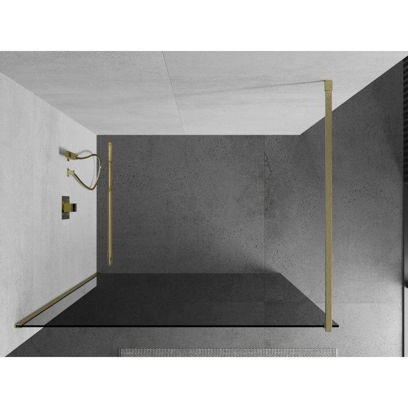 Mexen Kioto sprchová zástěna Walk-in 130 x 200 cm, grafit 8 mm, zlatá kartáčovaná - 800-130-101-55-40