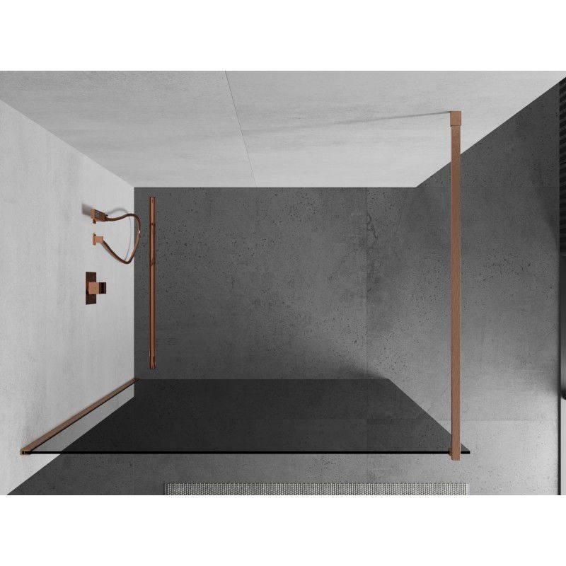 Mexen Kioto sprchová stěna Walk-in 80 x 200 cm, grafit 8 mm, kartáčovaná měď - 800-080-101-65-40