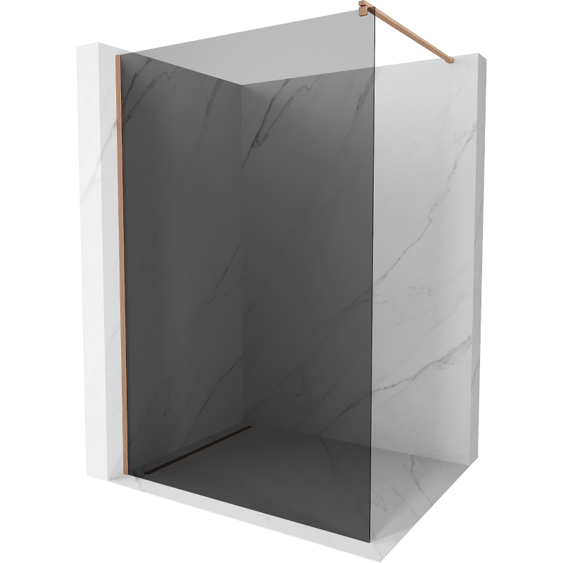 Mexen Kioto sprchová stěna Walk-in 80 x 200 cm, grafit 8 mm, kartáčovaná měď - 800-080-101-65-40