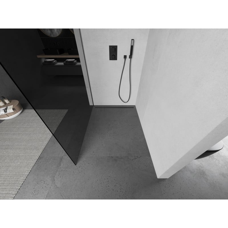 Mexen Kioto sprchová stěna Walk-in 80 x 200 cm, grafit 8 mm, kartáčovaná šedá Gun - 800-080-101-66-40