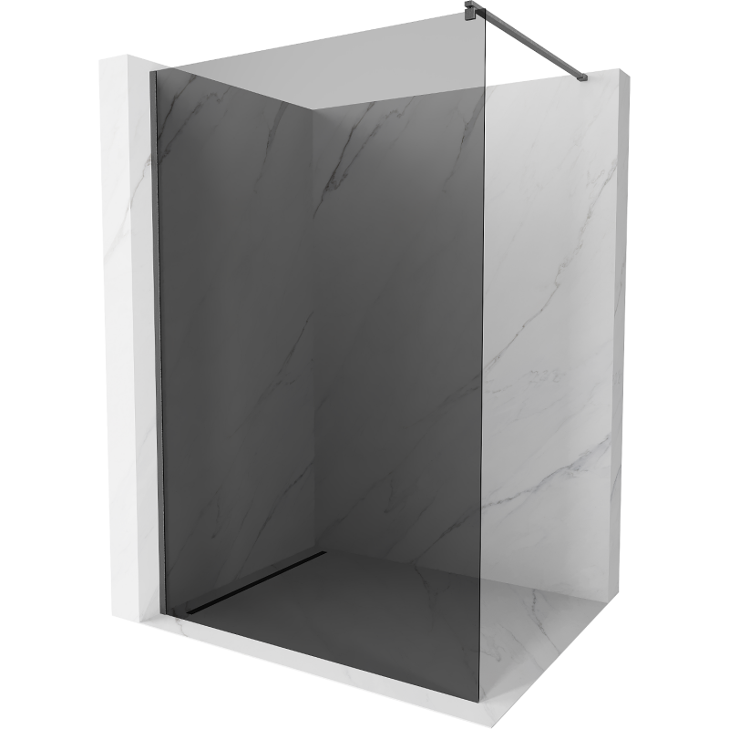 Mexen Kioto sprchová stěna Walk-in 80 x 200 cm, grafit 8 mm, kartáčovaná šedá Gun - 800-080-101-66-40