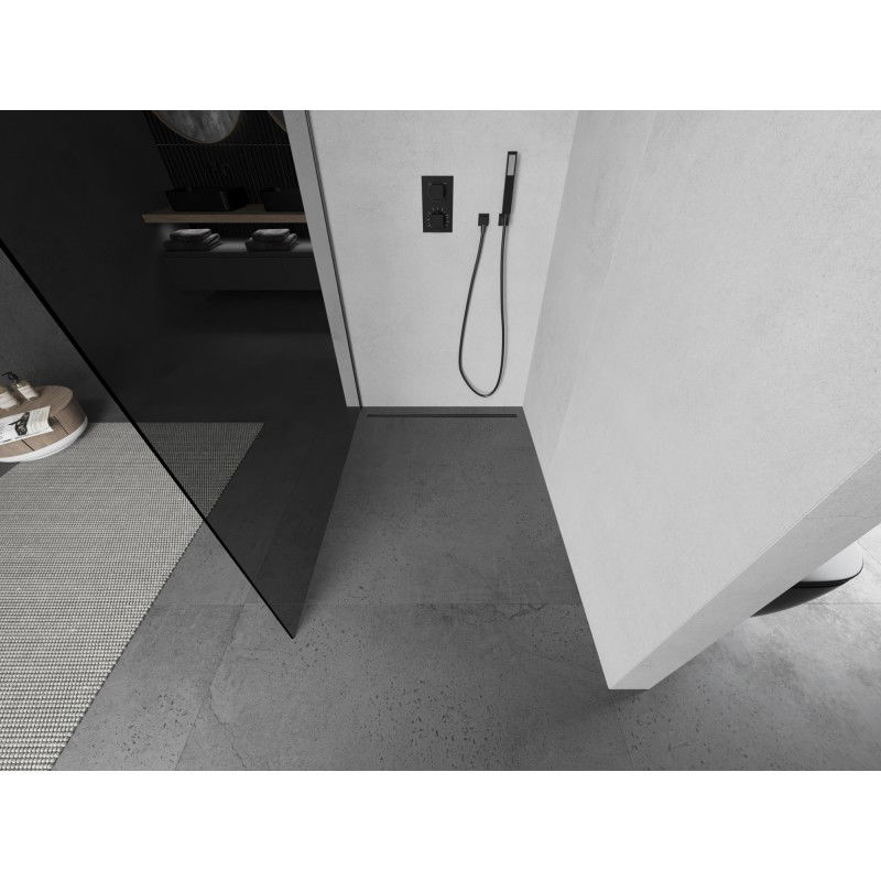 Mexen Kioto sprchová stěna Walk-in 100 x 200 cm, grafit 8 mm, kartáčovaná zbraň šedá - 800-100-101-66-40