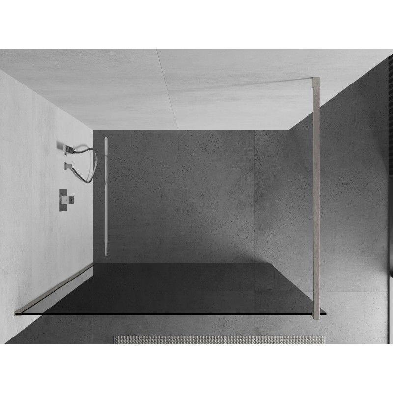 Mexen Kioto sprchová stěna Walk-in 90 x 200 cm, grafit 8 mm, kartáčovaný nikl - 800-090-101-97-40