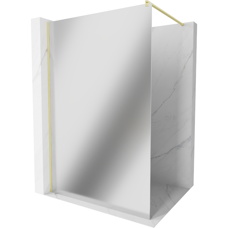 Mexen Kioto sprchová stěna Walk-in 80 x 200 cm, zrcadlo 8 mm, zlatá kartáčovaná - 800-080-101-55-50