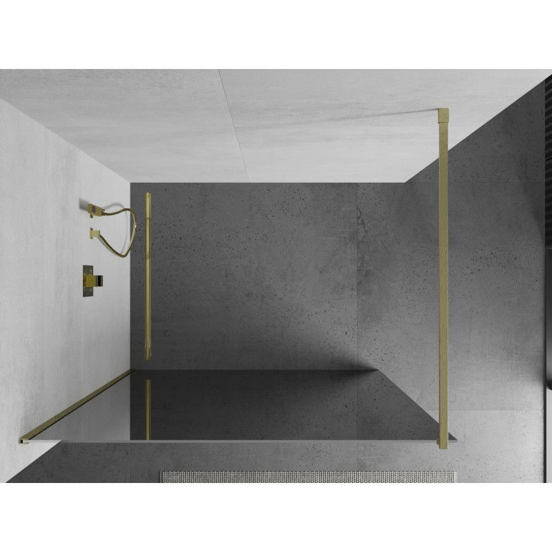 Mexen Kioto sprchová stěna Walk-in 130 x 200 cm, zrcadlo 8 mm, zlatá kartáčovaná - 800-130-101-55-50