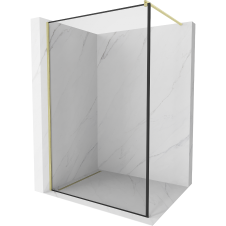 Mexen Kioto sprchová stěna Walk-in 60 x 200 cm, černý rámeček 8 mm, zlatý kartáčovaný - 800-060-101-55-70