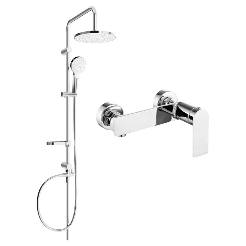 Mexen Erik nástěnná sprchová sada s dešťovým a sprchovým baterií Zero, chrom - 71140205-00
