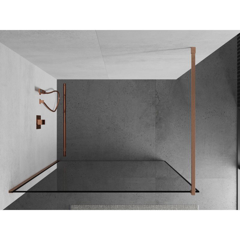 Mexen Kioto sprchová stěna Walk-in 120 x 200 cm, černý rám 8 mm, kartáčovaná měď - 800-120-101-65-70