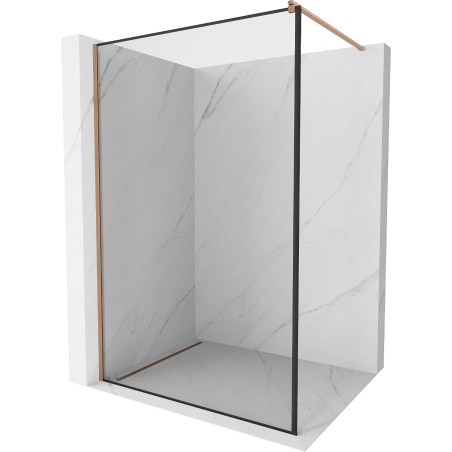 Mexen Kioto sprchová stěna Walk-in 130 x 200 cm, černý rám 8 mm, kartáčovaná měď - 800-130-101-65-70