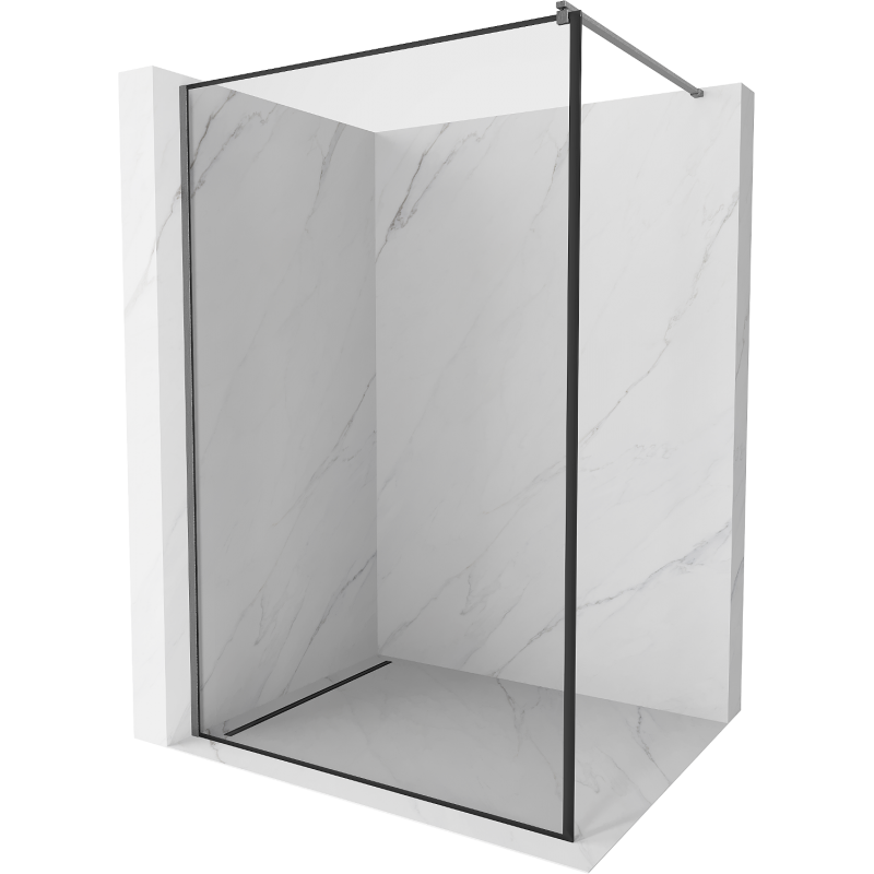 Mexen Kioto sprchová stěna Walk-in 130 x 200 cm, černý rámeček 8 mm, kartáčovaná gun šedá - 800-130-101-66-70