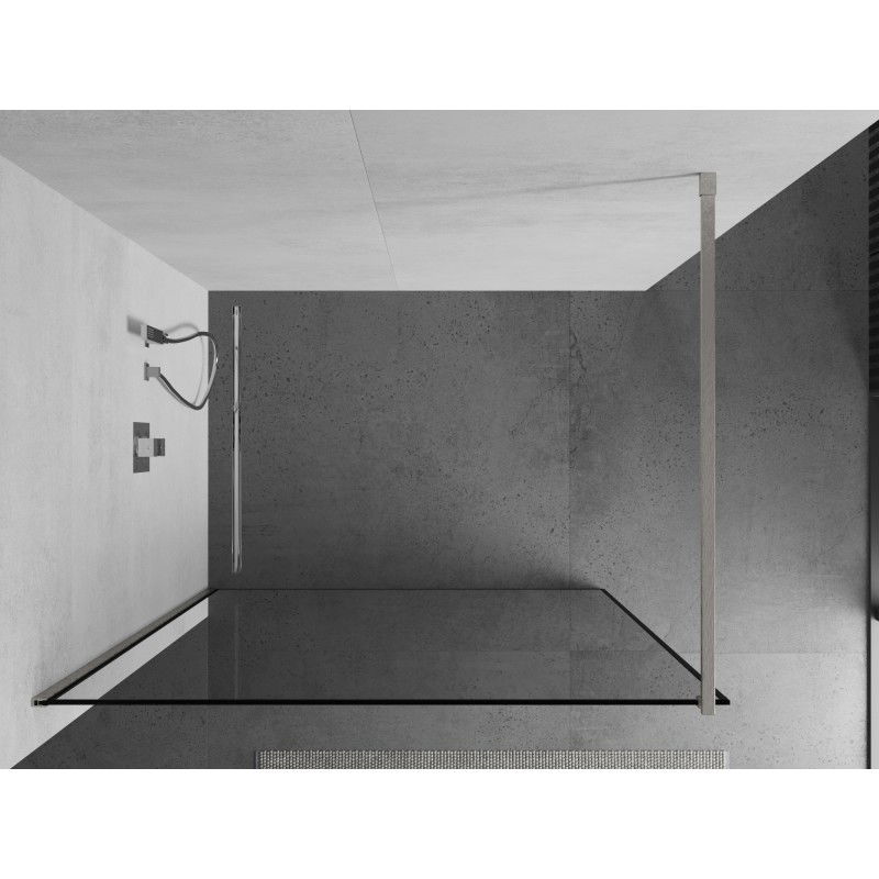 Mexen Kioto sprchová zástěna Walk-in 60 x 200 cm, černý rámeček 8 mm, kartáčovaný nikl - 800-060-101-97-70