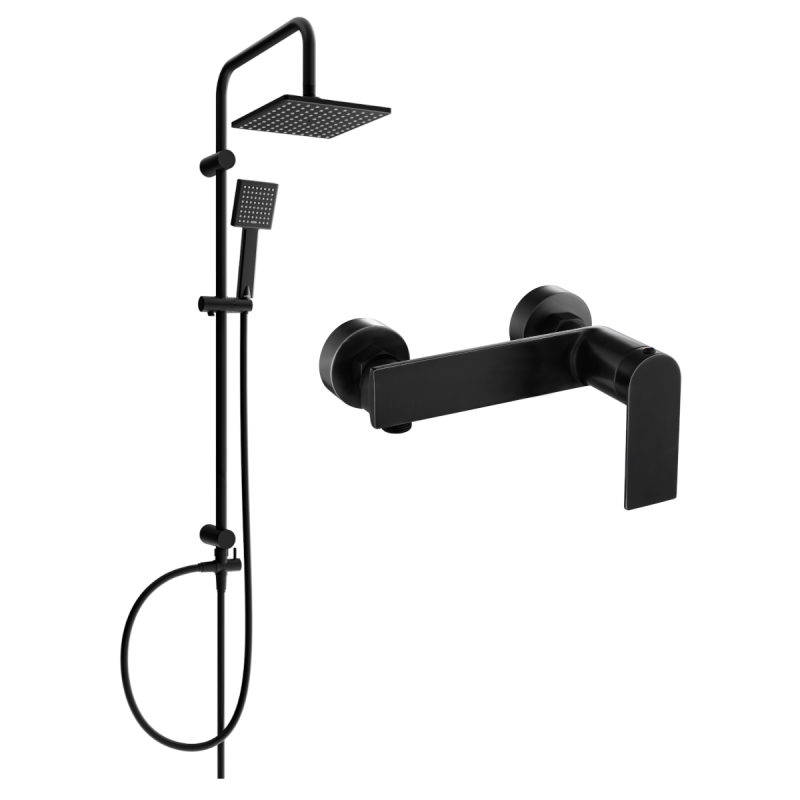 Mexen Tord nástěnná sprchová souprava s dešťovou sprchou a sprchovou baterií Zero, černá - 71140200-70