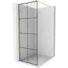 Mexen Kioto sprchová stěna Walk-in 80 x 200 cm, černá mřížka 8 mm, zlatý kartáčovaný - 800-080-101-55-77