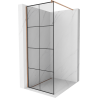 Mexen Kioto sprchová stěna Walk-in 90 x 200 cm, černá mřížka 8 mm, kartáčovaná měď - 800-090-101-65-77