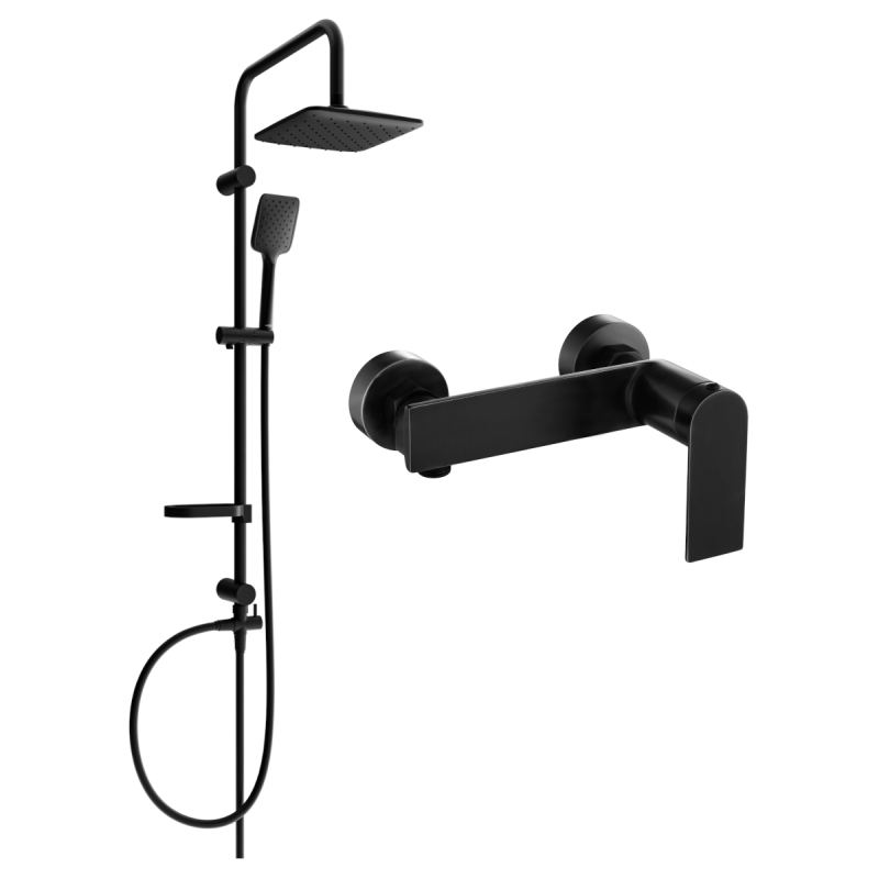 Mexen Sven nástěnná sprchová sada s dešťovou sprchou a sprchovou baterií Zero, černá 71140262-70