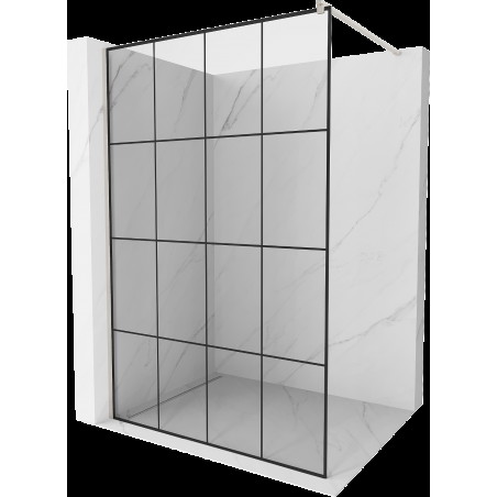 Mexen Kioto sprchová stěna Walk-in 140 x 200 cm, černý vzor 8 mm, broušený nikl - 800-140-101-97-77